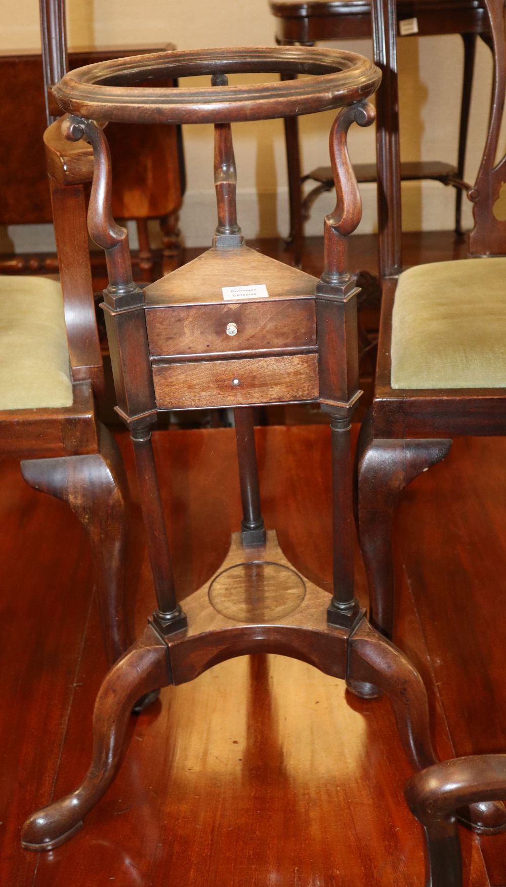 A George III and later mahogany wash stand, H.80cm